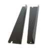 Pair of black metal L-shaped shelf brackets with mounting holes for wall installation